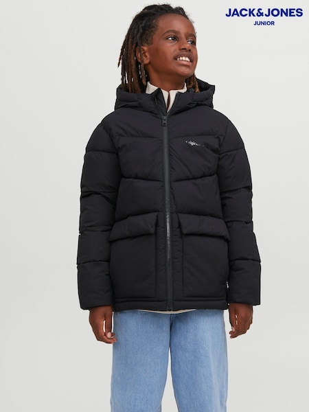 JACK & JONES Hooded Padded Black Coat (C78065) | €32