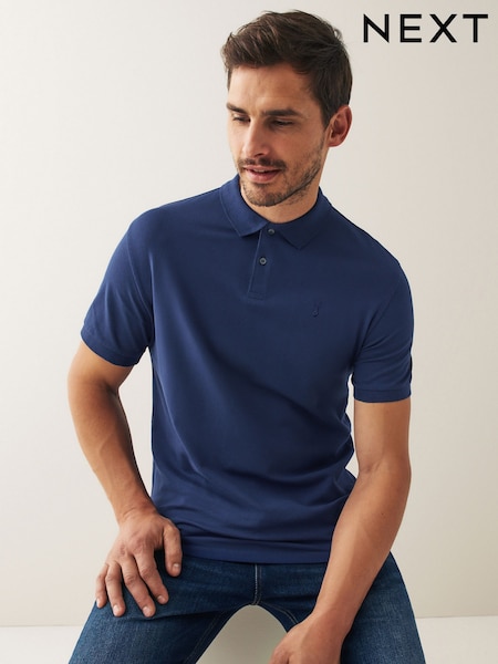 Blue Rich Regular Fit Short Sleeve Pique Polo Shirt (C78810) | $33