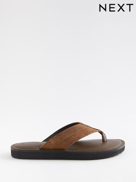 Tan Brown Leather Flip Flops (C78876) | €3 - €4.50