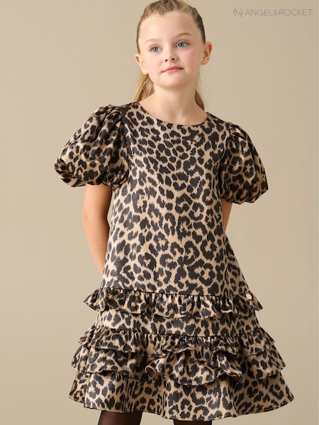 Brown - Angel & Rocket Seren Leopard Print Layered Frill Dress