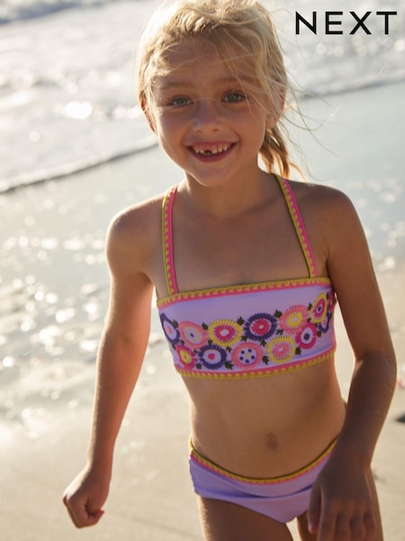 Lilac Purple Embroidered Bikini (3-16yrs) (C79227) | €4 - €5
