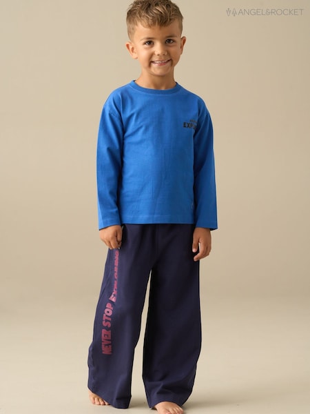 Blue - Angel & Rocket Chase Graphic Pyjamas Set
