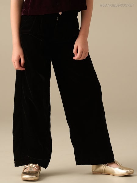 Black - Angel & Rocket Chloe Velvet Wide Leg Trousers