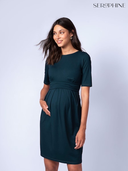 Seraphine Green Maternity and Nursing Pleat Detail Dress (C79428) | €51