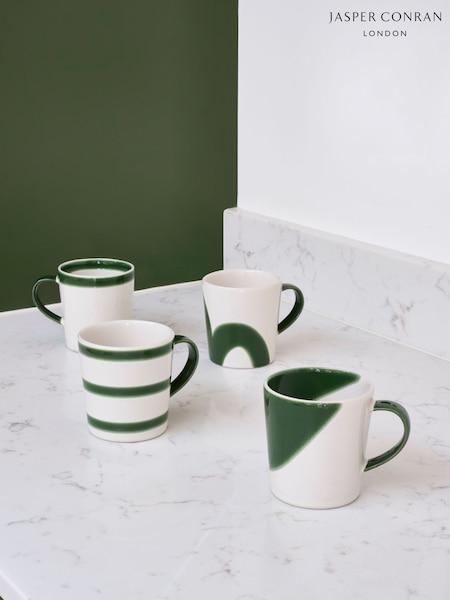 Jasper Conran London Set of 4 Green Abstract Mugs (C79452) | €54