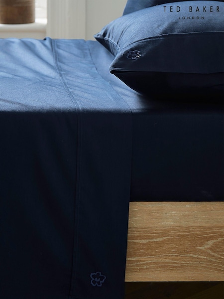 Ted Baker Blue Silky Smooth Plain Dye 100% Cotton Flat Sheet (C79570) | AED269 - AED359
