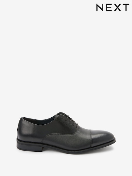 Noir - Chaussures Oxford en cuir à bout rapporté (C79618) | € 8