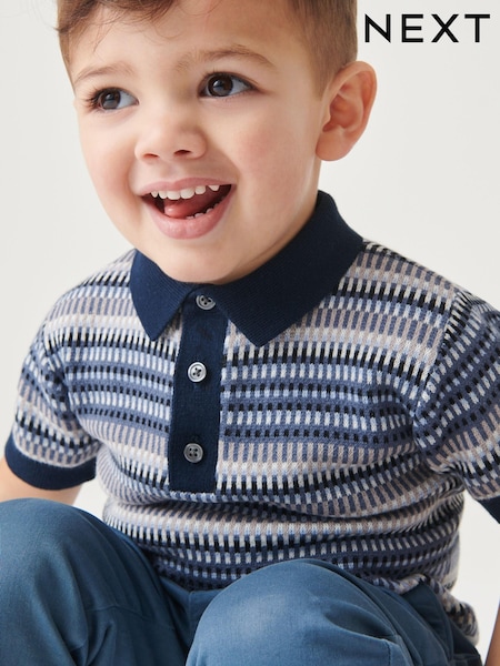 Blue Stripe Short Sleeve Patterned Polo (3mths-7yrs) (C79650) | €13 - €15