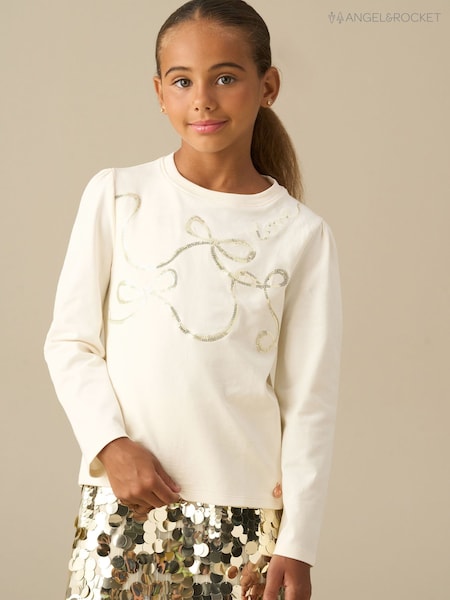 Cream - Angel & Rocket Noelle Sequin Heart Top