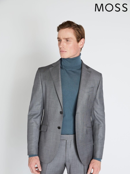 MOSS x Reda Grey Slim Fit Sharkskin Suit Jacket (C79875) | €128