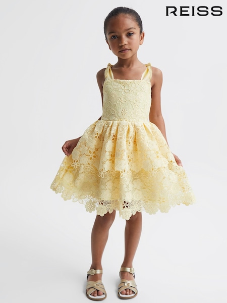 Reiss Lemon Bethany 9-12 yrs Bow Strap Lace Dress (C80255) | €135