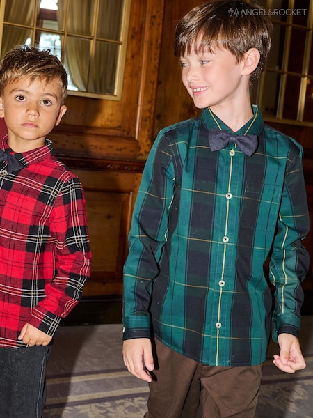 Green - Angel & Rocket Abel Check Shirt With Bow Tie