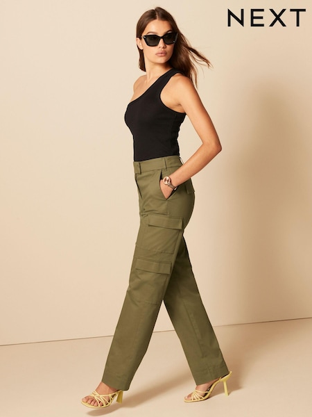 Khakigrün - Cotton Utility Straight Trousers (C80395) | 6 €