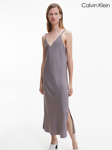 Calvin Klein Recycled Midi Slip Brown Dress (C80422) | €83