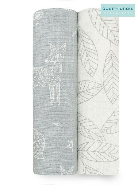 aden + anais Grey Essentials Silky Soft Muslin Blankets 2 Pack Woodsy (C80483) | $40