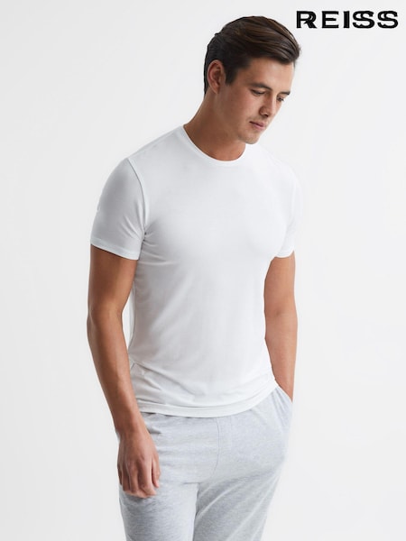 Reiss White Aspen Crew Neck Mercerised Cotton Jersey T-Shirt (C80791) | €63