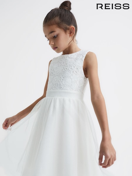 Reiss Ivory Kit 4-9 yrs Lace Tulle Occasion Dress (C80975) | €123