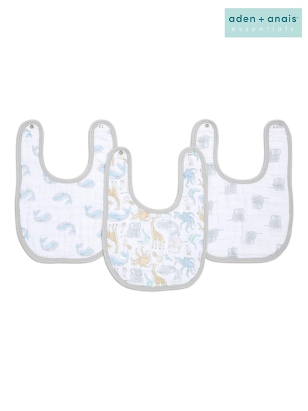 aden + anais Baby Essentials 100% Cotton Muslin Snap Bibs 3 Pack (C81120) | 19 €