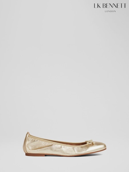 LK Bennett Gold Trilly Leather Ballerina Pumps (C81173) | €203