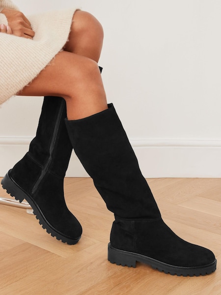 črna - Forever Comfort® Knee High Suede Boots (C81320) | € 51
