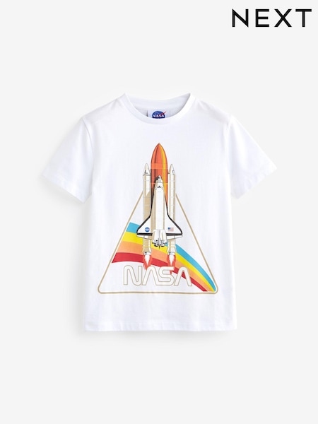 White 100% Cotton Licensed NASA Print T-Shirt (3-16yrs) (C81332) | 26 QAR - 37 QAR
