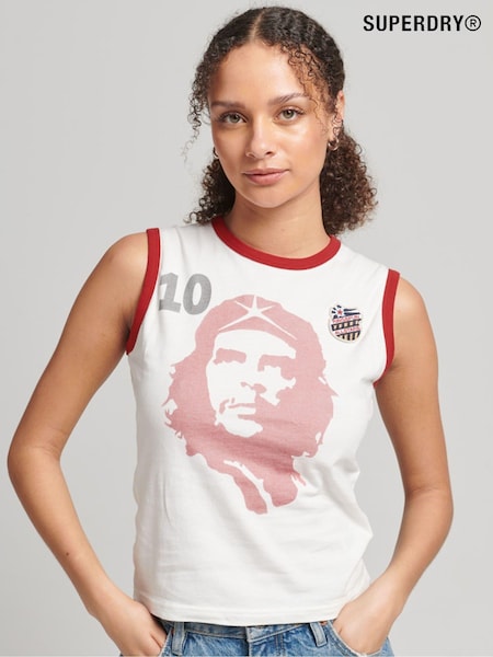 Superdry Cream 100% Cotton Ringspun Allstars CG Vintage Re-Issue Vest Top (C81543) | €35