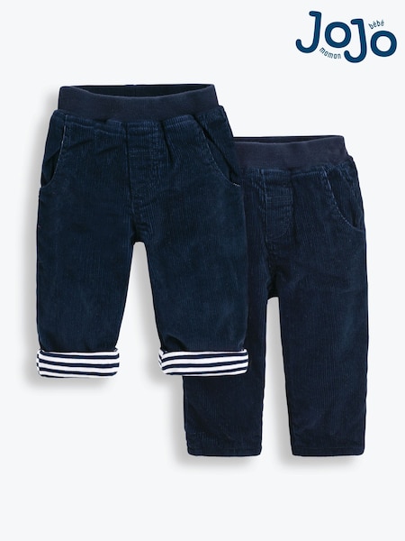 JoJo Maman Bébé Navy Blue Cord Baby Pull-Up Trousers (C81589) | €35