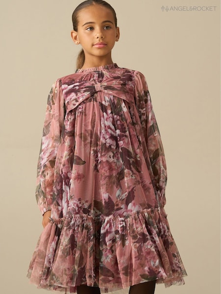 Pink - Angel & Rocket Leia Floral Mesh Dress