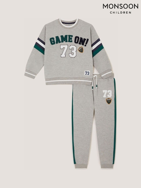Grey - Monsoon Game On Sweatshirt & Joggers Set