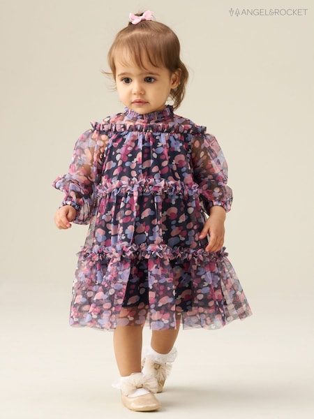 Pink - Angel & Rocket Leia Floral Mesh Dress