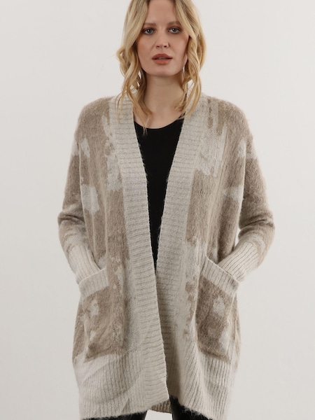 Religion Natural Light Weight Textured Shawl Cardigan In Neutrals (C82405) | €56