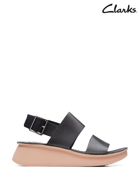Clarks Black Leather Velhill Strap Sandals (C82483) | €44
