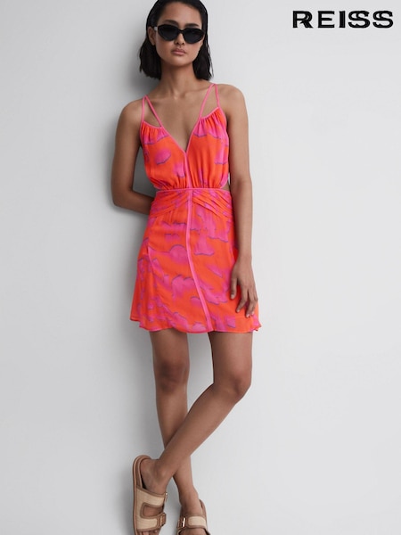 Reiss Abilene Plunge Neckline Resort Mini Dress (C82488) | ‏1,298‏₪