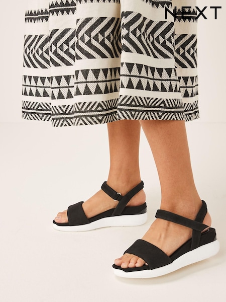 Black Forever Comfort® with MotionFlex Wedge Sole Sandals (C82505) | €31
