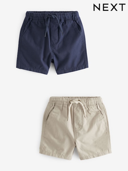 Navy Blue/Stone Cream Pull-On Shorts 2 Pack (3mths-7yrs) (C82795) | € 6 - € 9