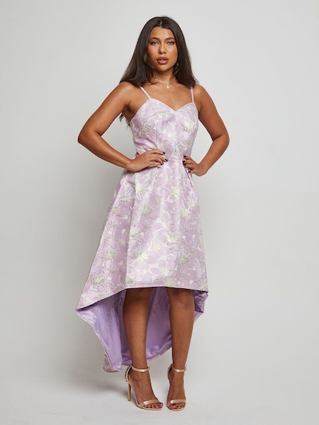 Chi Chi London Cami Floral Jacquard Dip Hem Dress (C82994) | 396 LEI