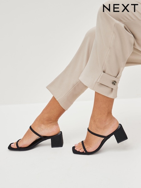 Black Regular/Wide Fit Forever Comfort® Two Band Block Heel Mules (C83322) | €5