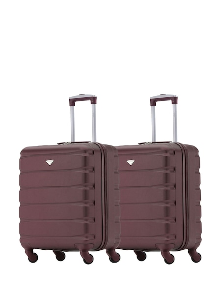 Flight Knight Burgundy + Burgundy EasyJet 56x45x25cm Overhead 4 Wheel ABS Hard Case Cabin Carry On Suitcase Set Of 2 (C83369) | €114