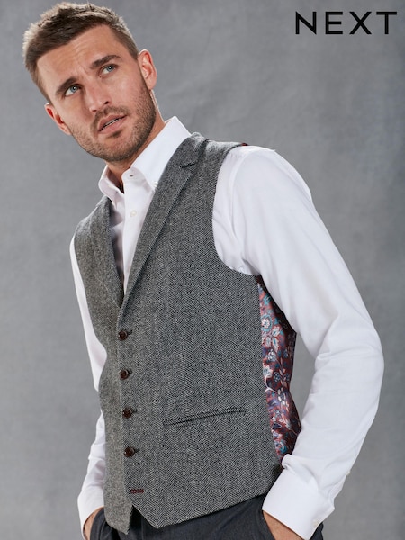 Grey Nova Fides Herringbone Waistcoat (C83631) | €14