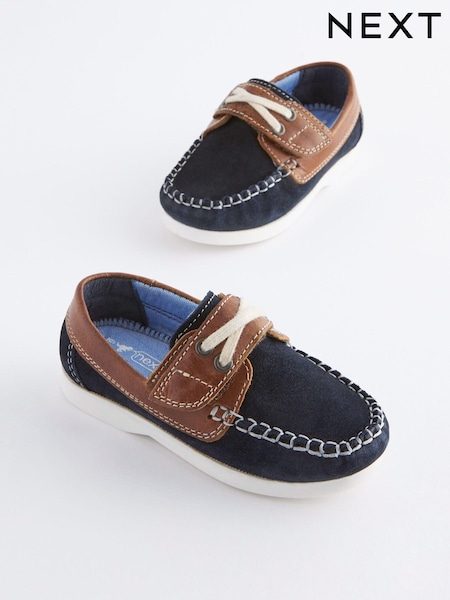 Navy Blue Leather Boat Shoes (C83657) | €42 - €48