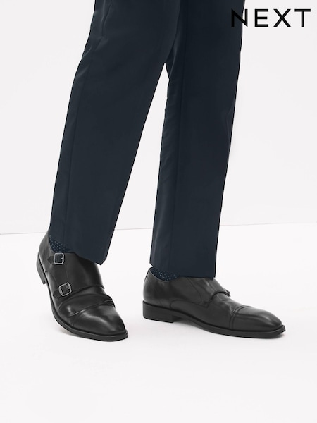 Black Double Monk Toe Cap Shoes (C83775) | €18