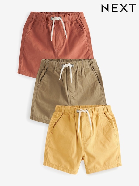 Tan Brown/Rust Brown/Ochre Yellow Pull-On Shorts 3 Pack (3mths-7yrs) (C84087) | €15 - €19