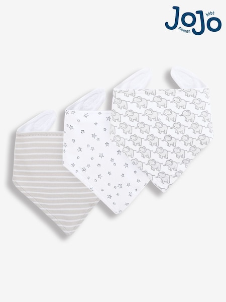 Gris claro - JoJo Maman Bébé 3-Pack Cotton Baby Dribble Bibs (C84662) | 17 €