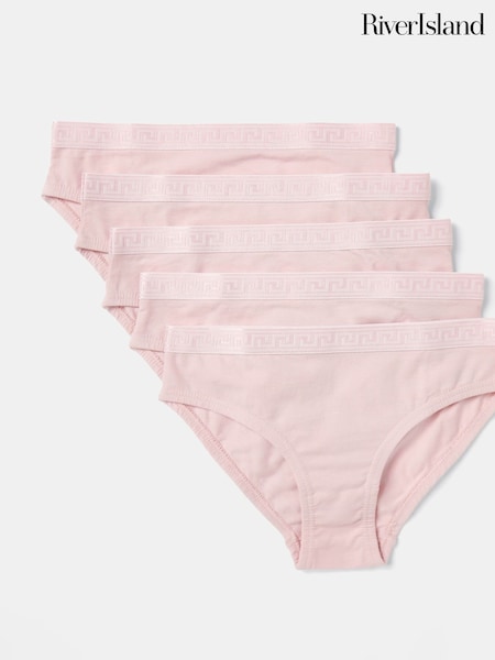River Island Light Pink Girls Briefs 5 Pack (C84683) | AED23