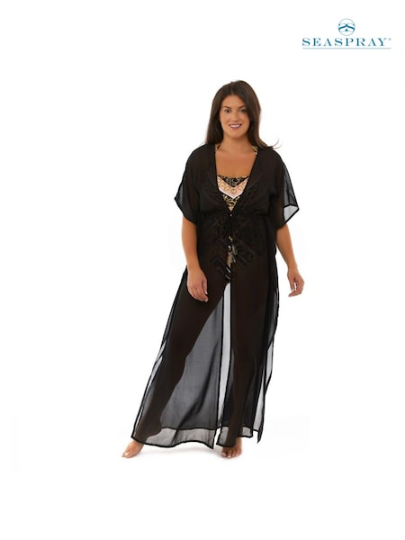 Seaspray Valentina Black Maxi Kaftan Coverup (C84821) | 232 LEI