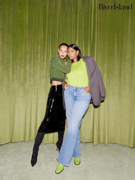 River Island Dark Green Plated Technical Jumper (C84843) | €21
