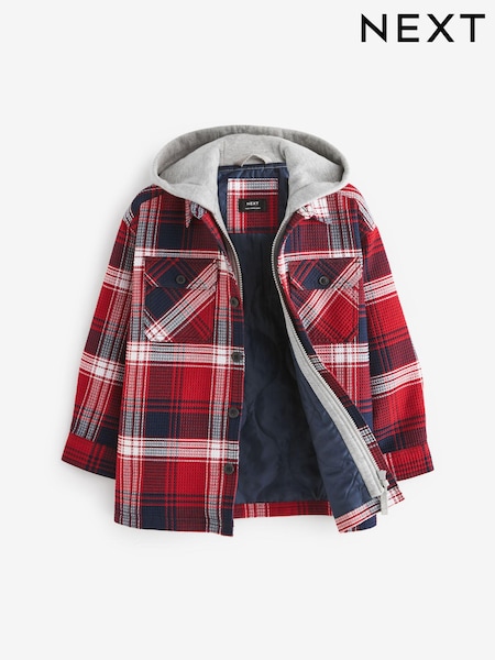 Red Check Hooded Shacket (3-16yrs) (C84887) | €22 - €27