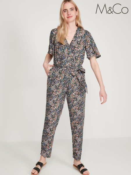M&Co Black Angel Sleeve Floral Jumpsuit (C84900) | €21.50