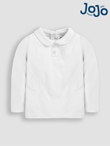 أبيض - JoJo Maman Bébé Plain Peter Pan Top (C84975) | ‏87 د.إ.‏