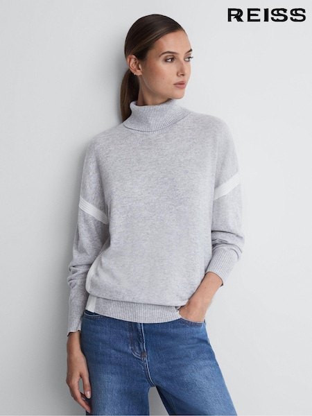 Reiss Cream/Grey Nova Colourblock Knitted Roll Neck Jumper (C85248) | €50